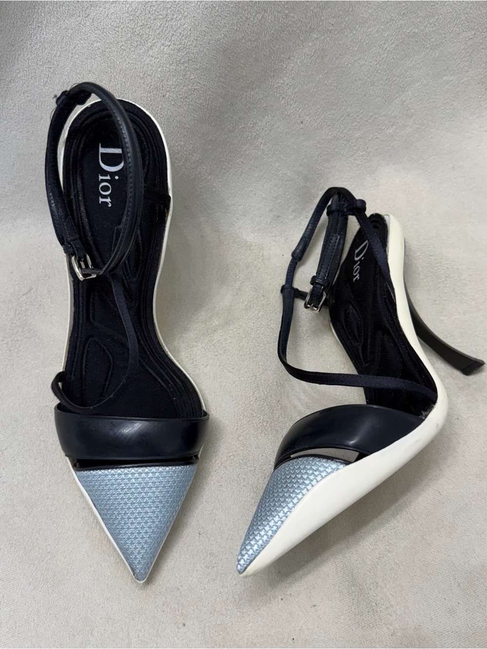Christian Dior x RAF Simons 2014 Runway Light Blue & White Sculptured Heel Pumps